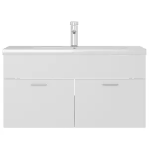 Berkfield Sink Cabinet with Built-in Basin White Engineered Wood