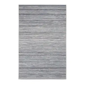 Blue Striped Outdoor Rug, Striped Stain-Resistant Rug For Patio, Garden, Deck,Pool 5mm Modern Outdoor Rug-60 X 200cm (Runner)