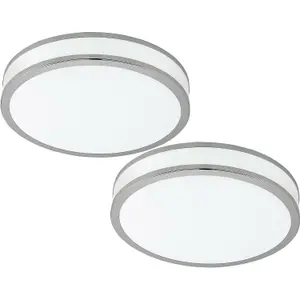 2 PACK Wall Flush Ceiling Light Colour White Shade White Chrome Plastic LED 18W