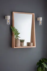 Garden Trading Southbourne Wooden Wall Mirror With Shelf Hallway 70x50cm Beech