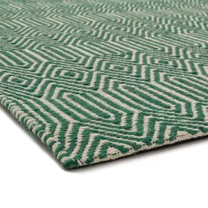 Green Wool Geometric Luxurious Modern Wool Handmade Rug for Living Room and Bedroom-120cm X 170cm