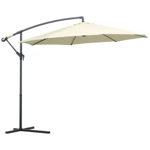 Outsunny 3(m) Cantilever Parasol Banana Umbrella Crank & Tilt, Beige