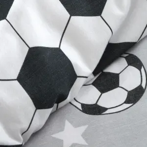 Catherine Lansfield Brushed Cotton Football Stars Reversible Duvet Cover Set with Pillowcase Grey