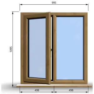 995mm (W) x 1095mm (H) Wooden Stormproof Window - 1/2 Left Opening Window - Toughened Safety Glass