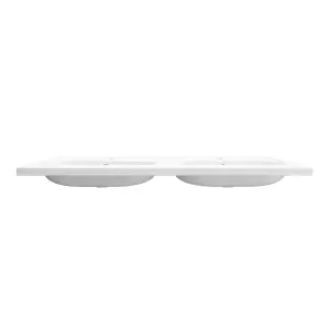 GoodHome Levanna Double Gloss White Rectangular Vanity Basin (W)120.6cm