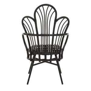 Interiors by Premier Java Black Rattan Scalloped Back Chair