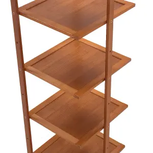 7-Shelf Brown Vertical Corner Bamboo Shoe Rack Shoe Storage Space Saving Display Shelf 109 cm(H)