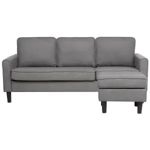 3 Seater Fabric Sofa with Ottoman Light Grey AVESTA