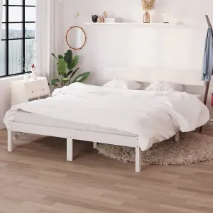 Berkfield Bed Frame White Solid Wood 120x190 cm Small Double