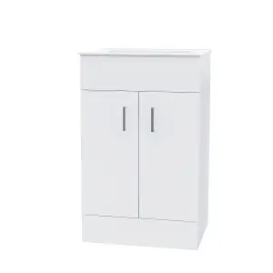 Nes Home Nanuya 500mm White Stylish Slim Basin Vanity Unit