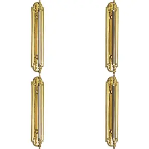 4x Ornate Textured Door Pull Handle 229 x 29mm Fixing Centres Polished Brass