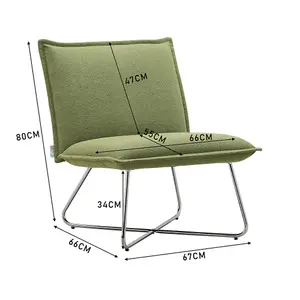 Green Modern Linen Accent Chair with Metal Base