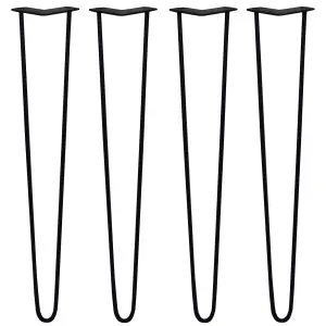 4 x Hairpin Leg - 28 - Black - 2 Prong - 10m