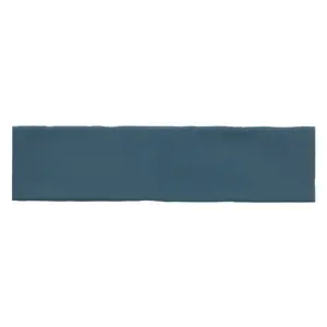 Vernisse Mallard blue Gloss Plain Embossed Ceramic Indoor Wall tile, Pack of 41, (L)301mm (W)75.4mm