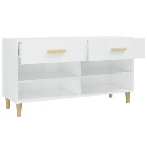 Berkfield Shoe Cabinet High Gloss White 102x35x55 cm Engineered Wood