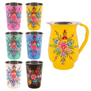 BillyCan - Picnic Jug Set - 400ml - Multicolour - Buttercup Pansy Jug - 7pc