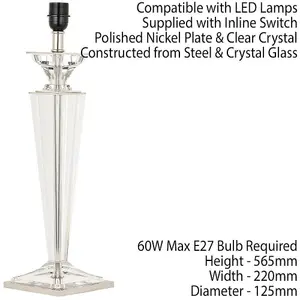 Luxury 1800 s Table Lamp Crystal Glass & Polished Nickel BASE Traditional Light