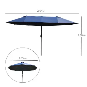 Outsunny 4.6M Garden Patio Umbrella Canopy Parasol Sun Shade w/o Base Blue