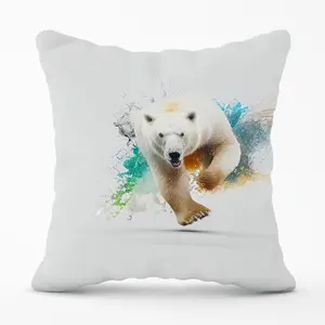 Charging Polar Bear Outdoor Cushion 45cm x 45cm