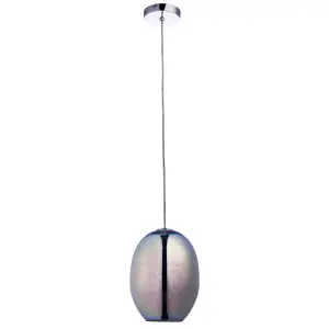 Anson Lighting Elk Pendant light finished in Chrome holographic glass and chrome plate