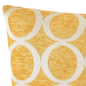 Oh 55cm x 55cm Luxury Geometric Chenille Cushion Ochre