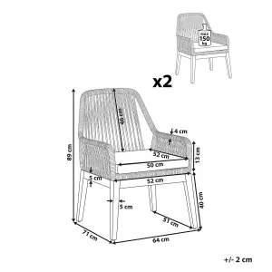 Set of 2 Garden Chairs with Cushions OLBIA Beige