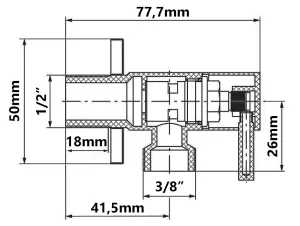 Valvex 1/2" x 3/8" Inch BSP Gold Colour Finished Brass Angled Water Valve Basin Sink