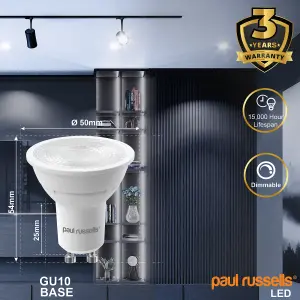 paul russells LED GU10 Dimmable Bulb, 4.5W 400 Lumens, 50w Equivalent, 6500K Day Light, Ceiling Spotlights