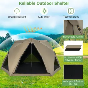 Costway 4-6 People Pop-up Camping Tent 6-Sided Family Tent Portable Hiking Tent