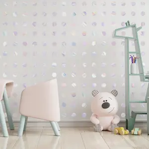 Walplus Polka Dots Holographic X 2 Kids Sticker Aluminium Film Silver