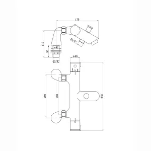 ENKI, Dune, BBT0248, Black, Thermostatic Deck Mounted Bath Shower Mixer Valve with Shower Head, Hose & Rail, Anti-Scald