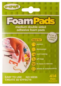 U-Craft Self Adhesive Sticky Double Sided Foam Pads 5mm x 5mm Pack of 414