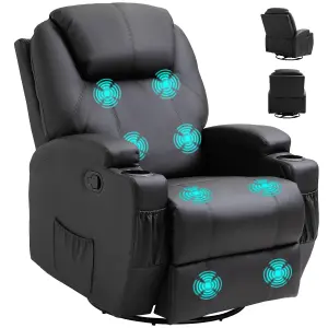 HOMCOM 8-Point Massage Recliner Chair Sofa Rocking Swivel W/ Remote Control