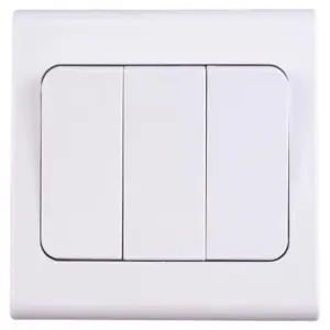 Deta S1347 Slimline Wide Rocker Light Switch SP 10 Amp - 3 Gang 2 Way