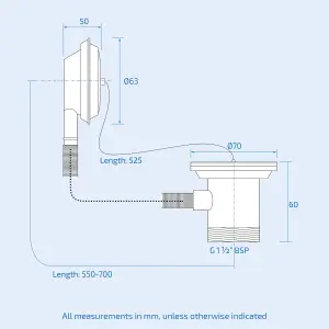 Nes Home 550mm Round Click Clack Sprung Bath Waste with Overflow