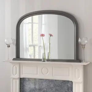 Lynn Arched Overmantle Mirror Dark Grey