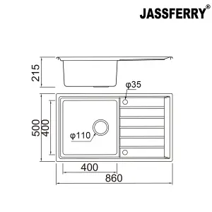 JASSFERRY Stainless Steel Kitchen Sink Como Single Bowl Inset Reversible Drainer