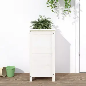 Berkfield Garden Planter White 40x40x78 cm Solid Wood Pine