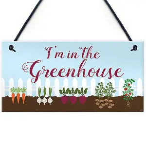 Red Ocean Im In The Greenhouse Sign Hanging Wall Door Plaque Garden Shed Summerhouse Sign Gift For Him Her Friendship Gift