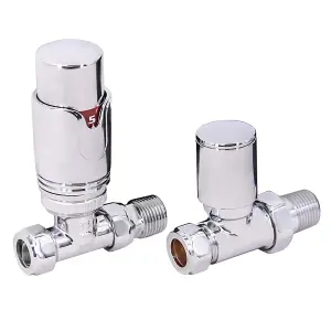 Rinse Bathrooms Designer Straight Thermostatic Radiator Valve Pack for Towel Rails