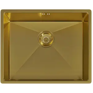 Liquida EL540BG 1.0 Bowl Brushed Gold Undermount Kitchen Sink With Waste