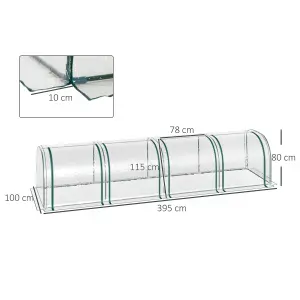 Outsunny Tunnel Greenhouse Steel Frame for Garden w/ Zipper Doors