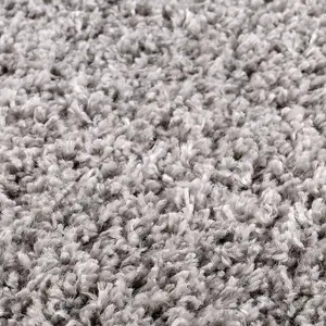 Modern Easy to Clean Grey Plain Shaggy Rug for Living Room & Bedroom-160cm X 230cm