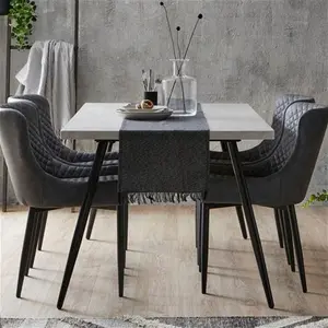 Dunelm Zuri 6 Seater Rectangular Dining Table, Grey Concrete Effect, Industrial