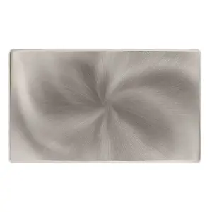 Brushed Steel Screwless Plate 2 Gang Blank Plate - SE Home