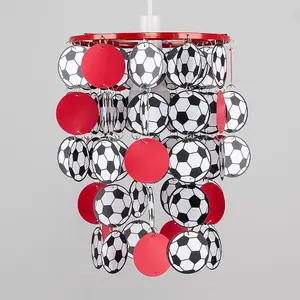 ValueLights Football Red Ceiling Pendant Shade and B22 GLS LED 6W Warm White 3000K Bulb