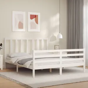 Berkfield Bed Frame with Headboard White 160x200 cm Solid Wood