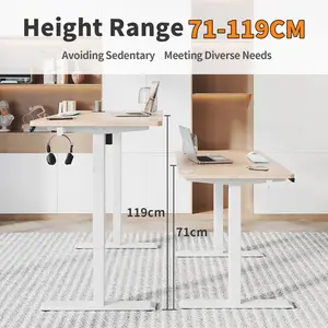 Hieronymus Electric Height Adjustable T-Shape Standing Desk Beige/White / White / 122 x 120 x 60 cm