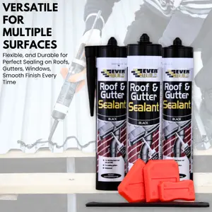 Roof & Gutter Sealant - Pack of 12 Tubes (295ml each) Black Sealant Waterproof with 4-Piece Sealant Tool Kit, Seal Gutter Leaks