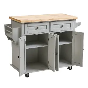 Modern Rolling Kitchen Island Cart Storage Trolley Cart in Grey 82cm (H)